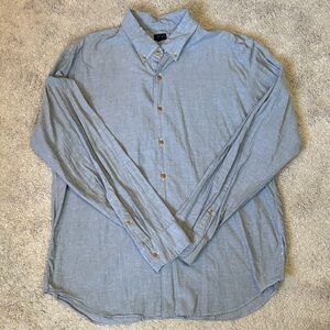 J. Crew Men’s Gray Casual Button-Down Shirt, No Pockets